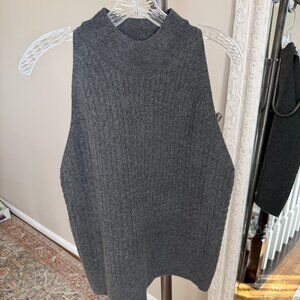 A New Day Gray Ribbed Mock Neck Sweater Vest Top XL